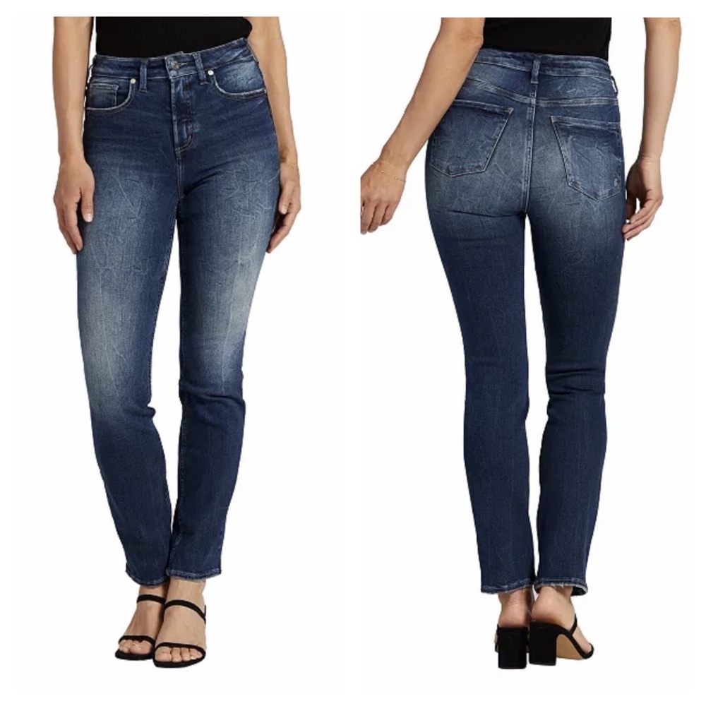 NWT Silver Jeans Co. Infinite Fit mid rise Straight leg medium dark wash